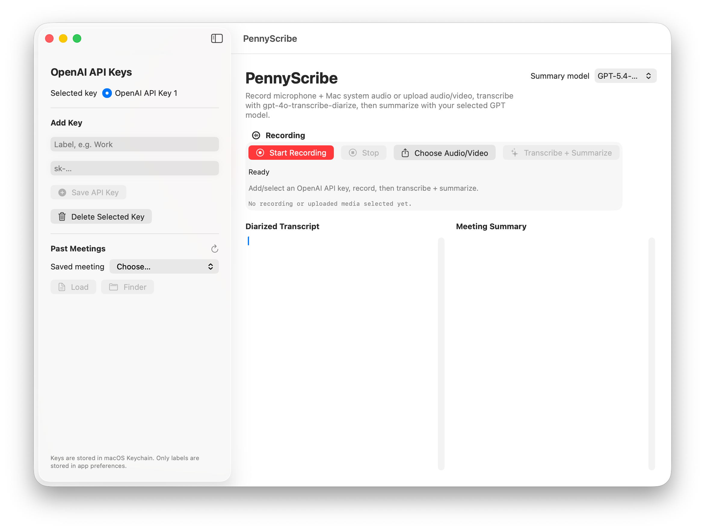 PennyScribe macOS app screenshot